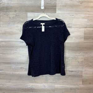 Aerie Navy Lace Short Sleeve Top